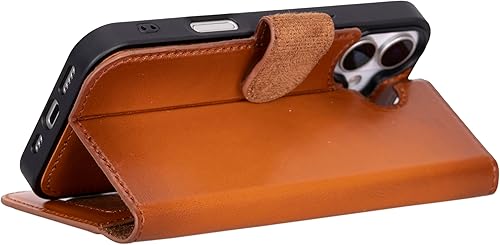 Miniatura 1 de Funda tipo cartera de piel prémium para iPhone serie 17, bloqueo RFID, diseño desmontable 2 en 1 con ranuras para tarjetas, funda de piel de vaca