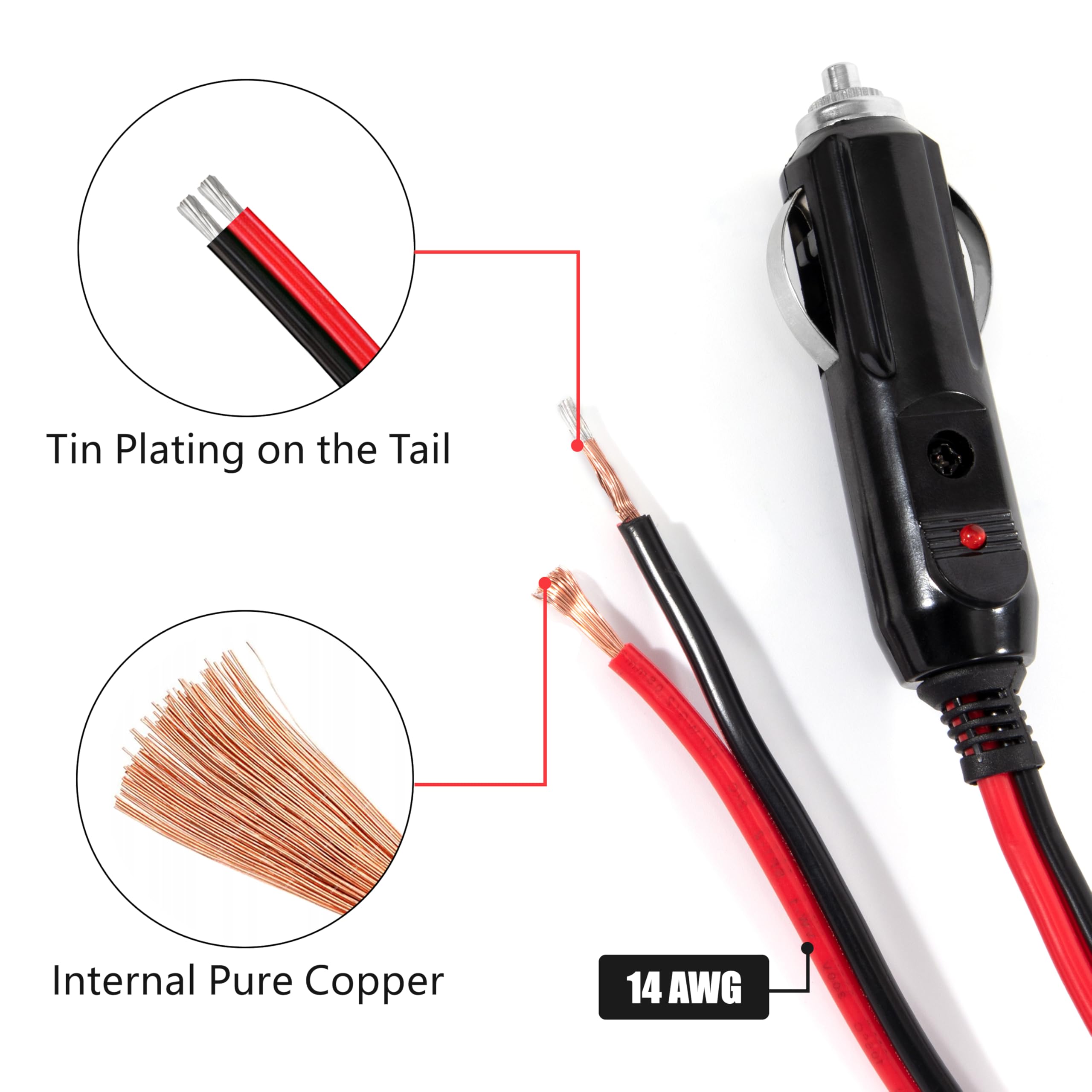 Rallonge Allume-Cigare 3m - 12V/24V - Interrupteur Et Fusible 15A - Pour Voiture, Camion, Bateau