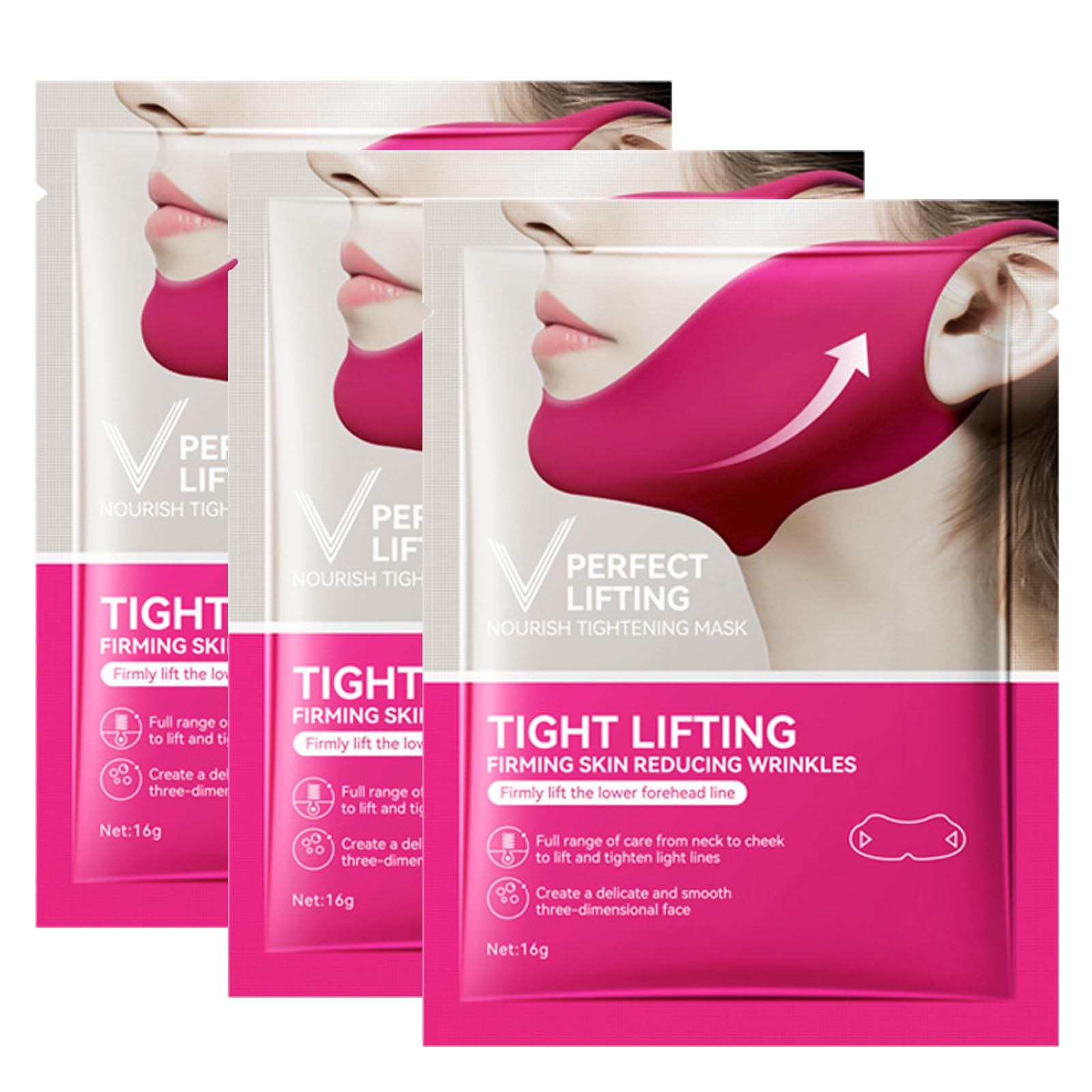 Collagen Face Masks Face Lift Tape V-Line Collagen Face Mask for Lifting Double Chin & Defining Jawline Firming & Tightening Skin- 3pcs