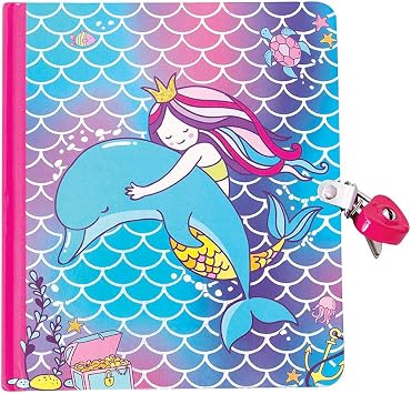 Playhouse Mermaid Love Shiny Foil Cover Lock & Key Lined Page Diary Journal for Girls