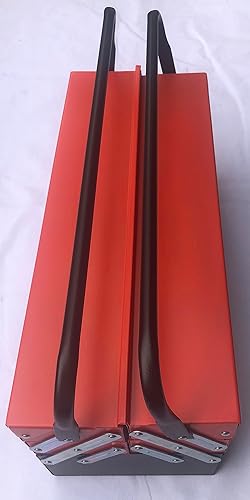 Miniatura 5 de CARLTONMAN Caja de herramientas portátil de 3 capas y 5 bandejas de 21 pulgadas, organizador universal de herramientas plegable, cuerpo de metal