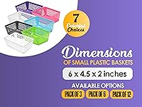 Vista 5 de YBM HOME Cesta de almacenamiento perforada de plástico, cajón de oficina, estante de escritorio, bandeja organizadora 32-1184 (3, azul)