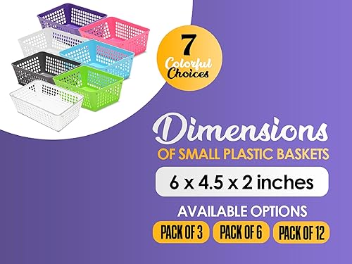 Miniatura 5 de YBM Home Paquete de 3 cestas de almacenamiento de plástico para cajones de oficina, escritorio y aula, organizador multiusos perforado para