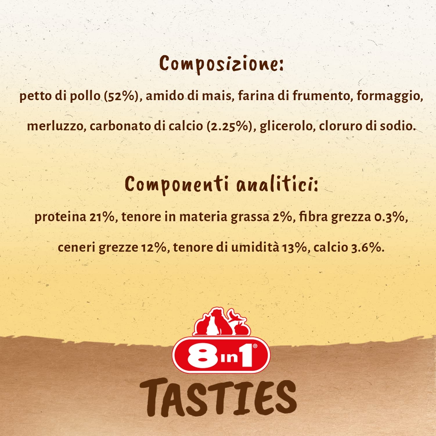 8in1 Tasties Calcium Bones - Ossa di calcio - Piccole ossa di calcio avvolte nel petto di pollo, 85