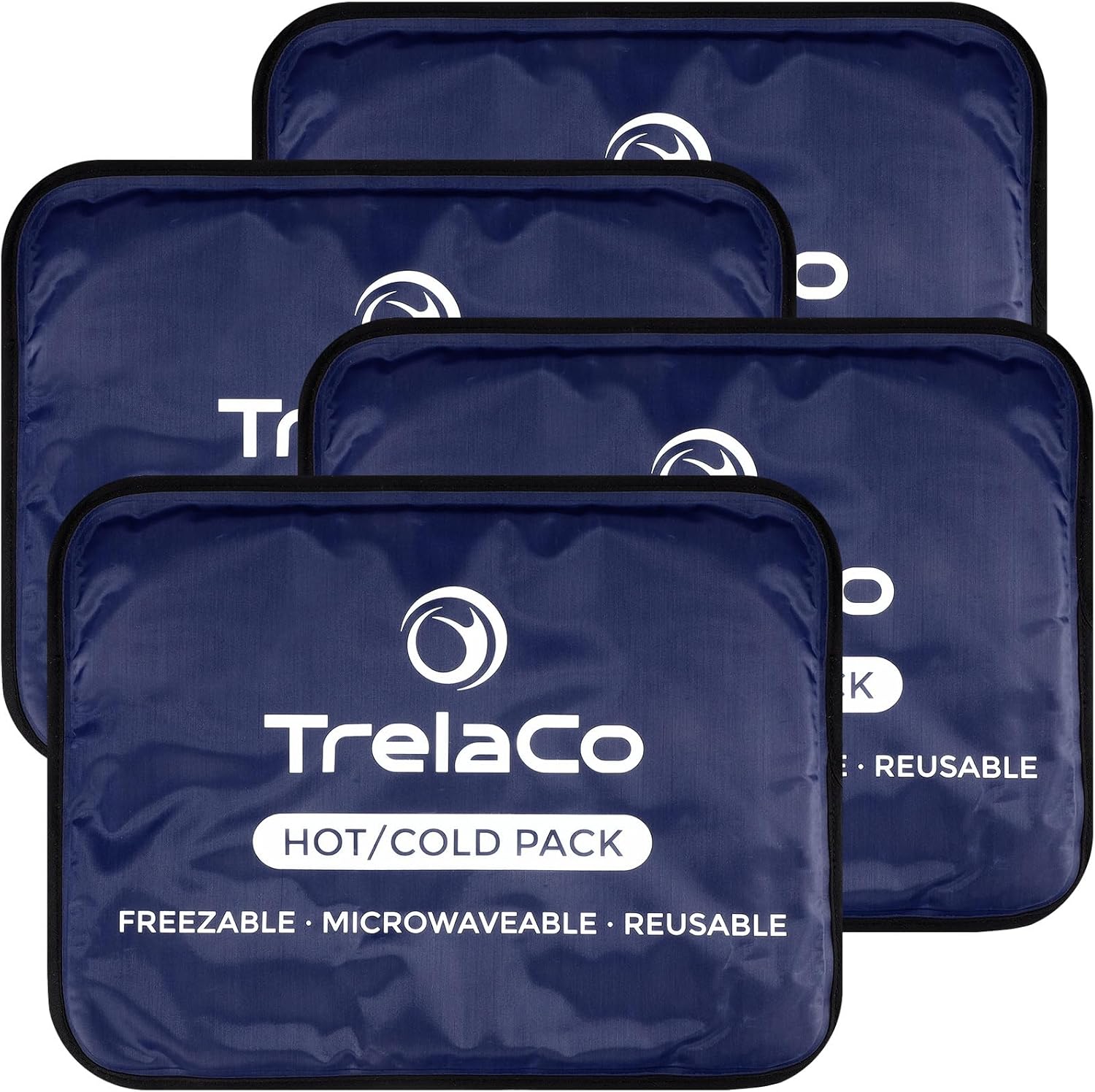 TrelaCo 4 Pcs Large Gel Soft Flexible Ice Packs for Injuries, 14" x 11"Large Ice Packs for Injuries Reusable, Cold Compress Hot Therapy, for Pain Relief Wisdom Teeth First Aid Neck Head Arms Legs