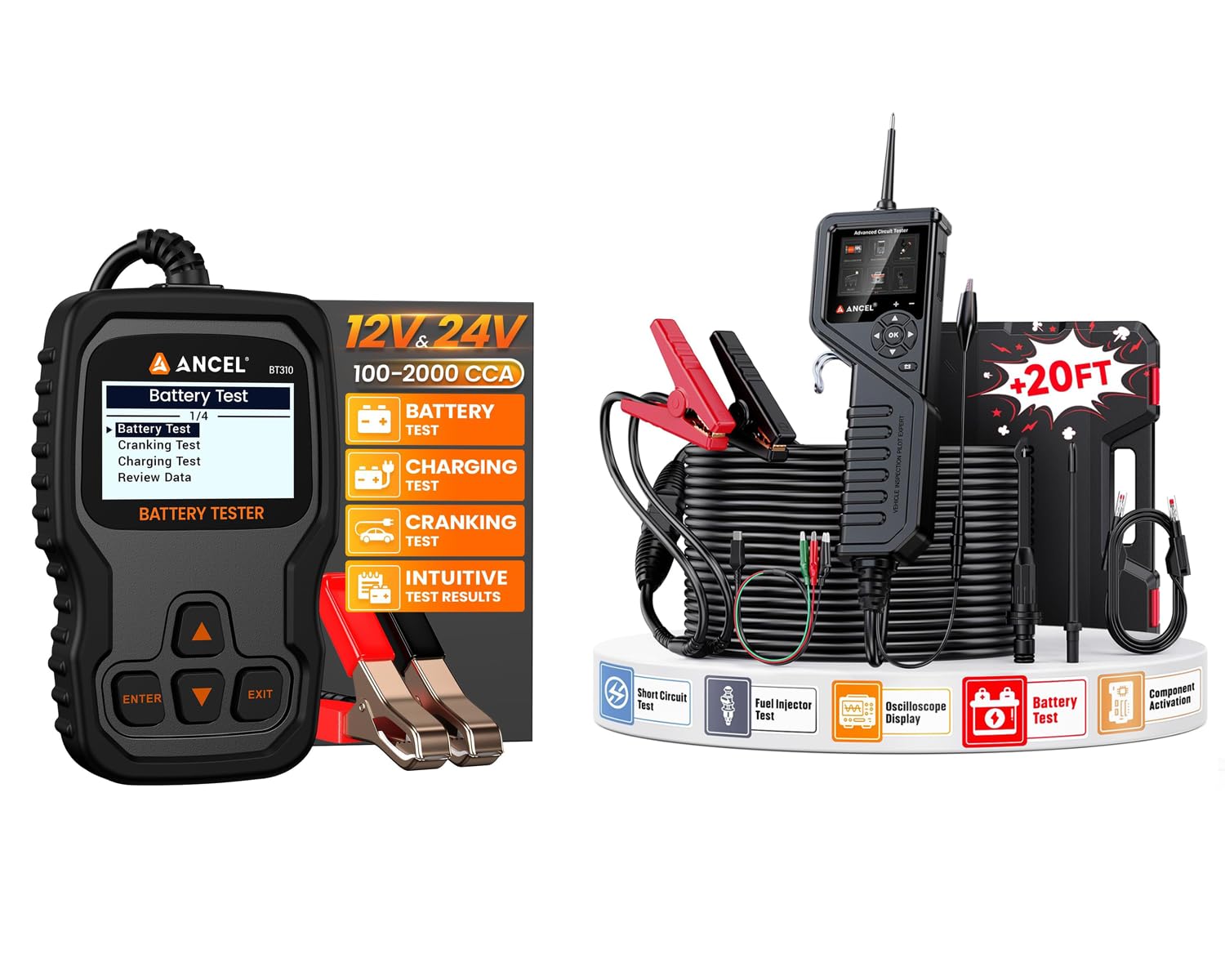 ANCEL PB600 Automotive Circuit Tester with BT310 12V 24V Car Battery Tester
