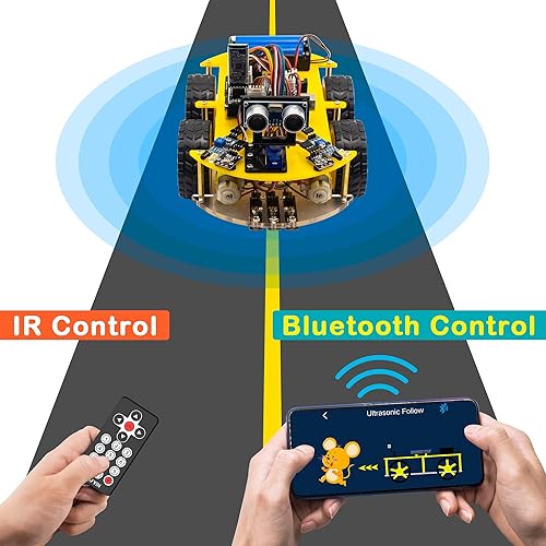 Miniatura 6 de LAFVIN 4WD Multi Robot Car Kit actualizado V2.0 Robot STEM/Programación Gráfica Robot Car Compatible con Arduino IDE con Tutorial