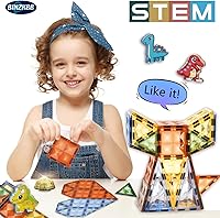 Vista 5 de BINZKBB Bloques de construcción de azulejos magnéticos, juego de construcción STEM educativo transparente 3D iluminado, juguetes sensoriales