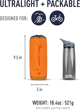Sea to Summit Ultralight Insulated Backpacking Sleeping Pad, Regular (72 x 21.5 x 2 inches)