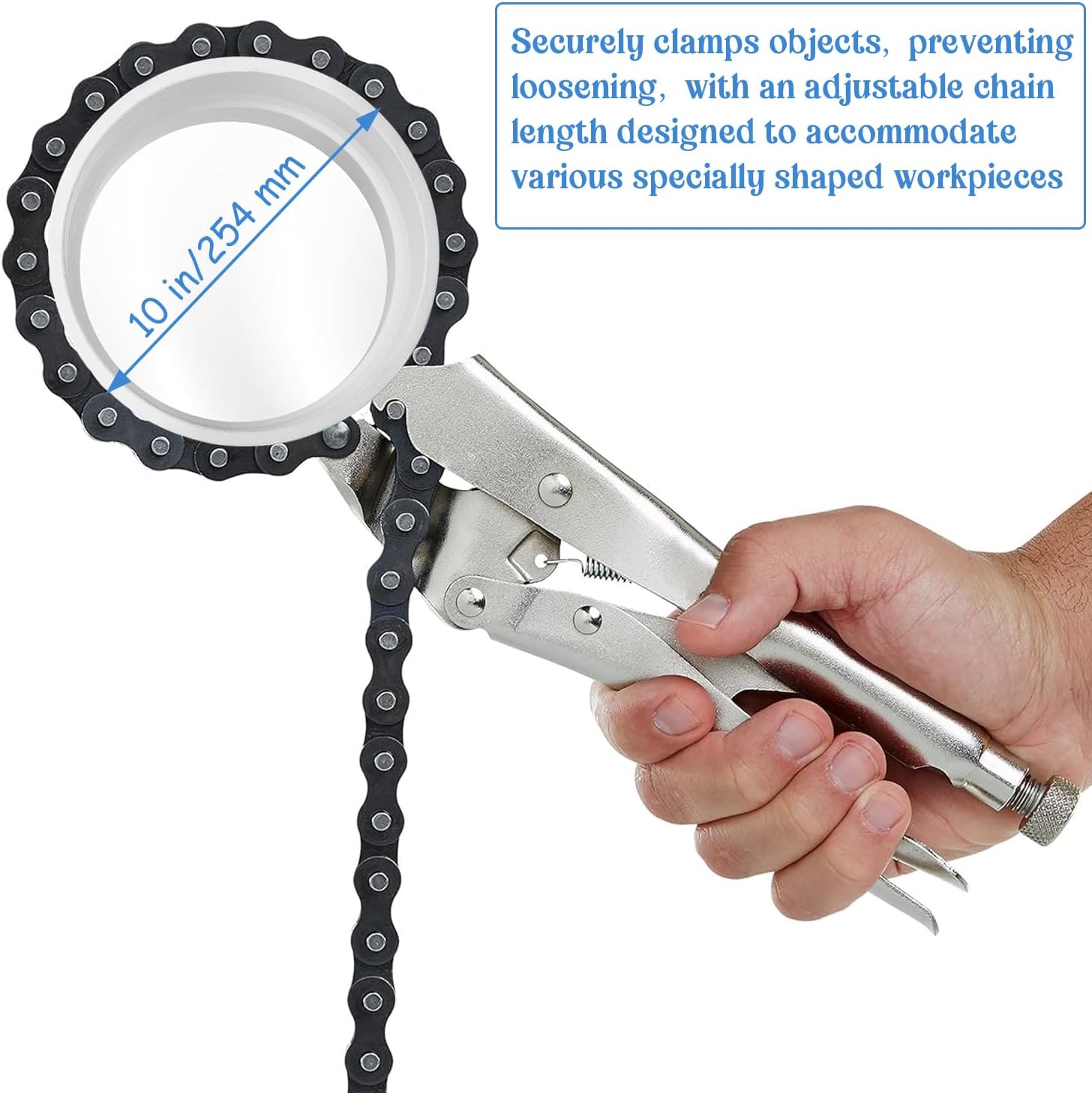 2 Pcs Locking Chain Clamp 9-Inch Locking Chain Pliers with 31.5 Inch Long Chain Carbon Steel Locking Chain Plier Industrial Pipe Vise Chain Wrench for Pipe Fitting ‎Plumbing Woodworking Welding