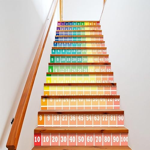 Pegatinas cuadradas de multiplicación para escaleras, calcomanías extraíbles para escaleras, murales de escalera, calcomanías de papel tapiz