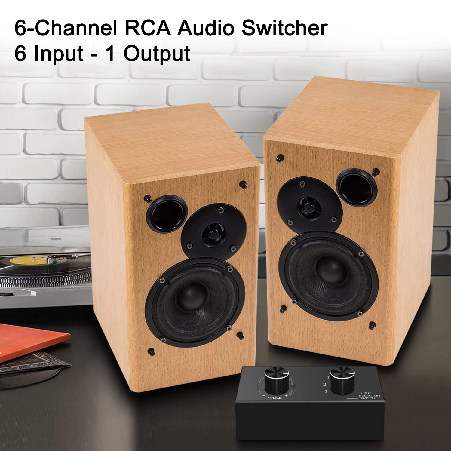 Commutatore audio, commutatore audio stereo RCA, Plug & Play, compatibile con TV, lettore Blu-ray, lettore DVD, CD, amplificatore, altoparlante (RCA Audio Switcher 6 in 1out)