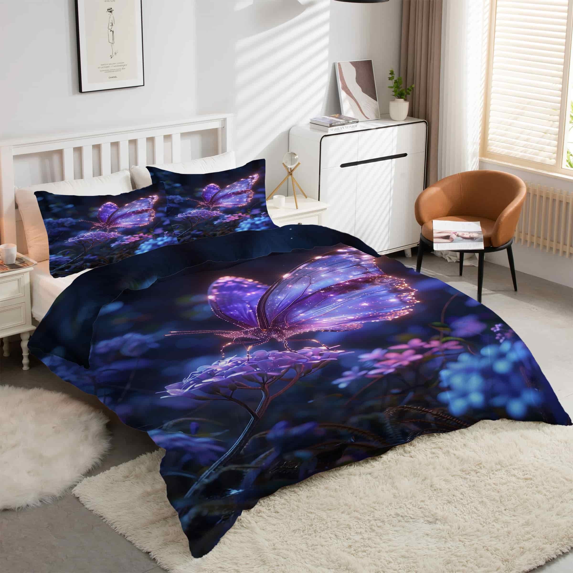 Parure de lit papillon 90x190 pour transformer la décoration d'une chambre d'enfant kK3368