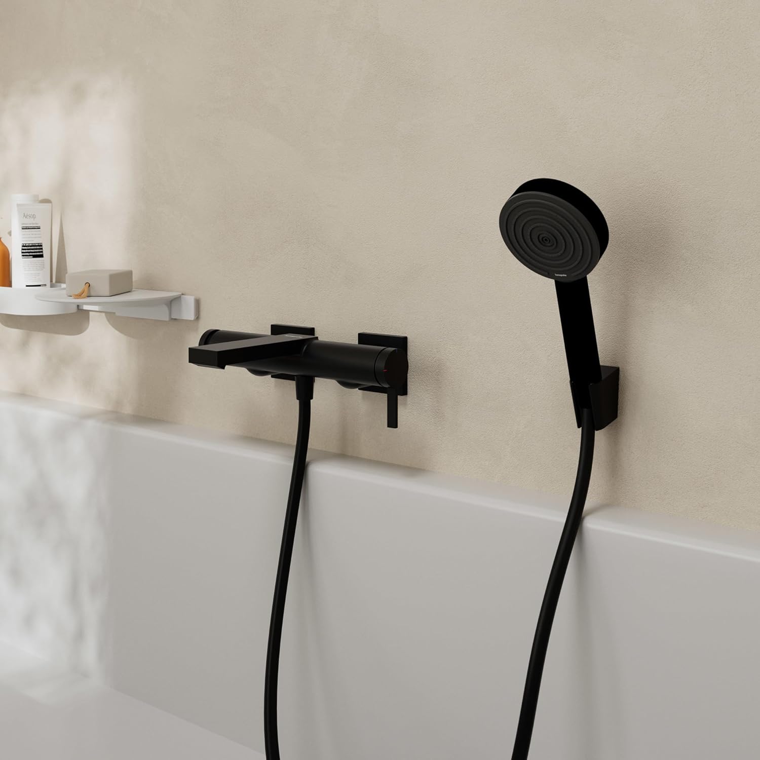 Hansgrohe 73420670 Tecturis E Single Lever Bath Mixer for Exposed Installation, matt Black