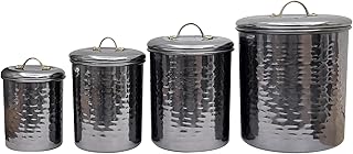 nu steel Set Of 4 Food storage Container Kitchen Hammered Canister with black nickel finish