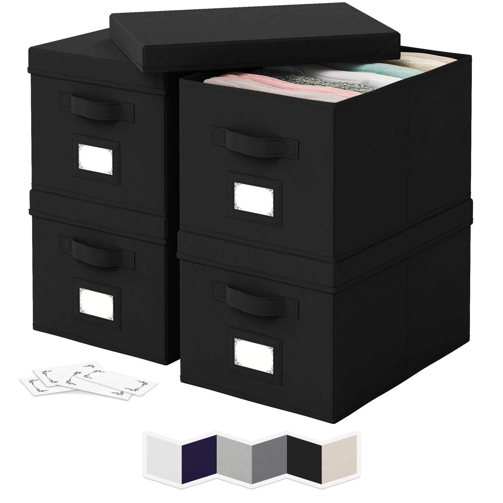 Buy Storage Bins With Lids and Labels (Set of 4) HeavyDuty Empty