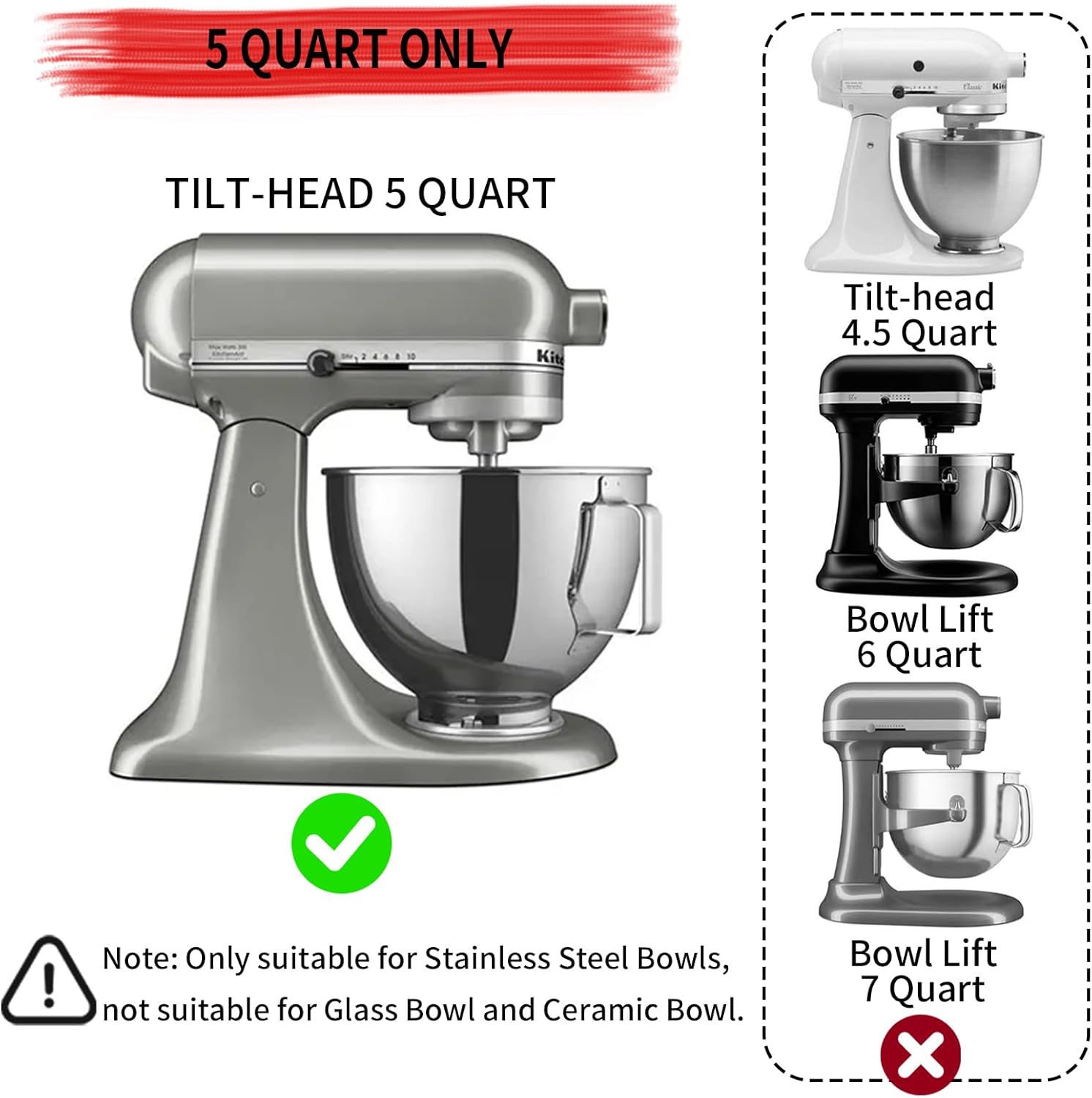 Thickened Silicone Liners for KitchenAid Mixer, 5 Quart Stand Mixer Accessories, Mixaid Silicone Liners for Kitchenaid, Heat-Resistant, Dishwasher Safe, Non-Slip Base- 3 Pack