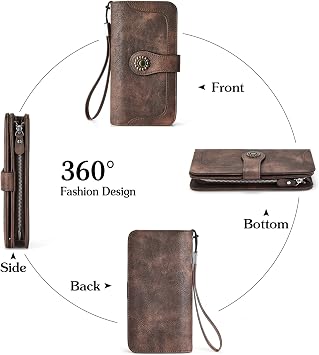 BOSTANTEN Leather Wallets for Women RFID Blocking Wristlet Clutch Purse
