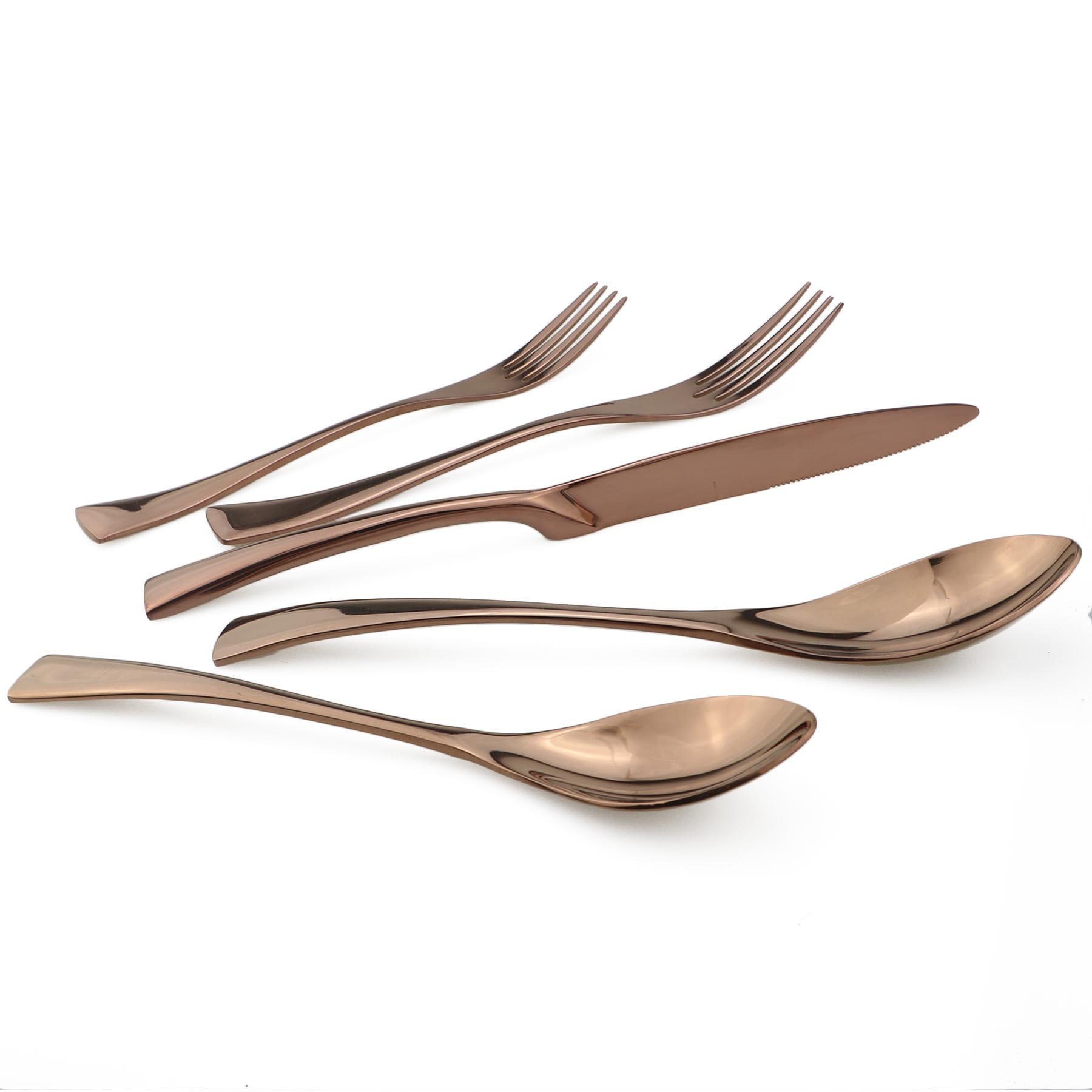 BRIIEC Luxury Mirror Polishing Rose Gold 20 Pieces 18/10 Stainless Steel Steak Knife and Spoon Fork Silverware Set, Service for 4