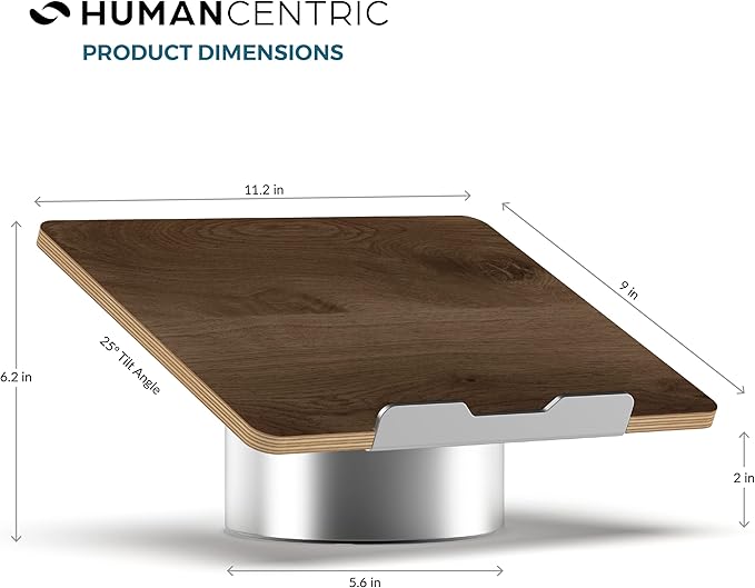 Soporte Elevador para Laptop HumanCentric, Madera Nogal Negro, Base Aluminio Gris miniatura 4