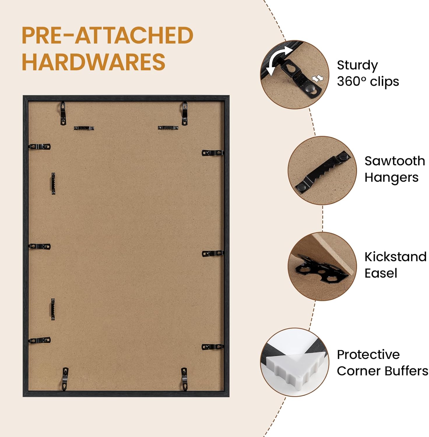 15x22 Picture Frame Oak Wood,15"x22"Black Color Wooden Frames with Tempered Glass,22x15 inch Wall Gallery Poster Frame with No Mat,15 by 22 Frames Horizontal and Vertical for Wall Mounting