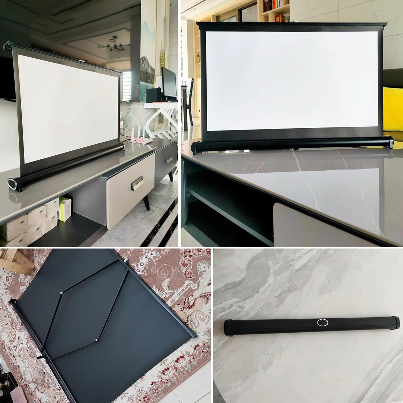 Telo Proiettore 30/40/50 pollici, Schermo per Proiettore da Tavolo Telo da Proiezione per Interni/Esterni 4K HD Home Theater Ufficio(30in(16:9))