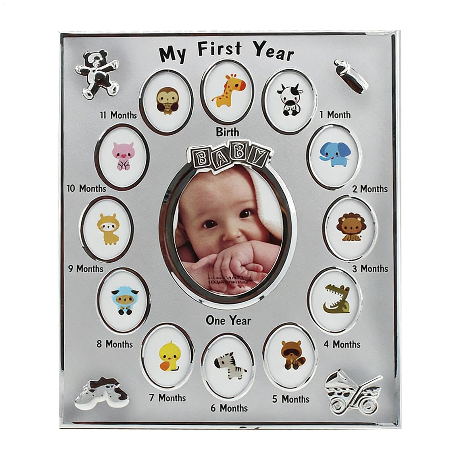 Cadre souvenir commémoratif en aluminium élégant pour photos de bébé