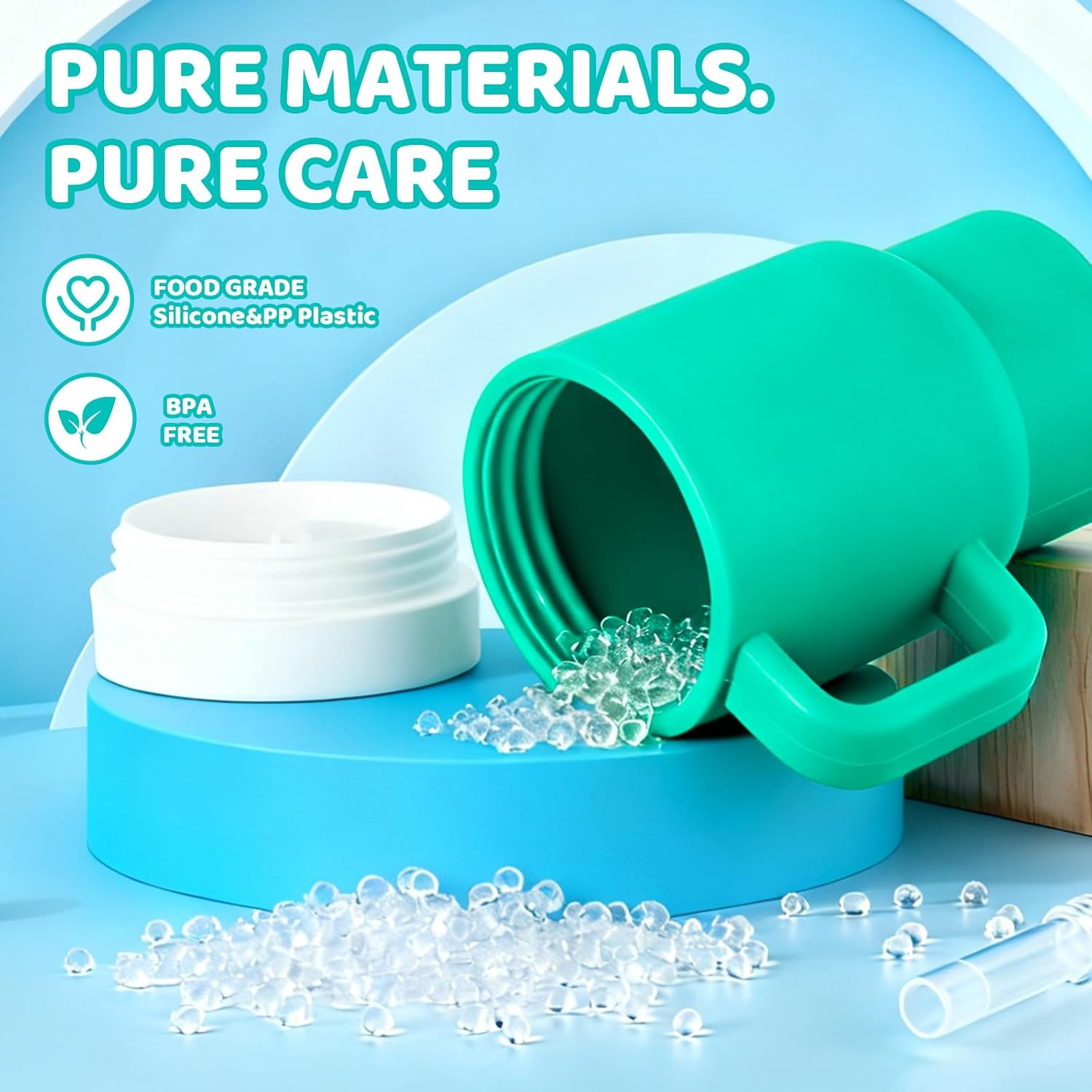 Tumbler Silicone Sippy Cup for Toddler with Straw and Handle, Water Bottle for Baby& Infant, 9oz Kids Cups Spill Proof, BPA Free, Toddler Travel Essential, Green - Image 5