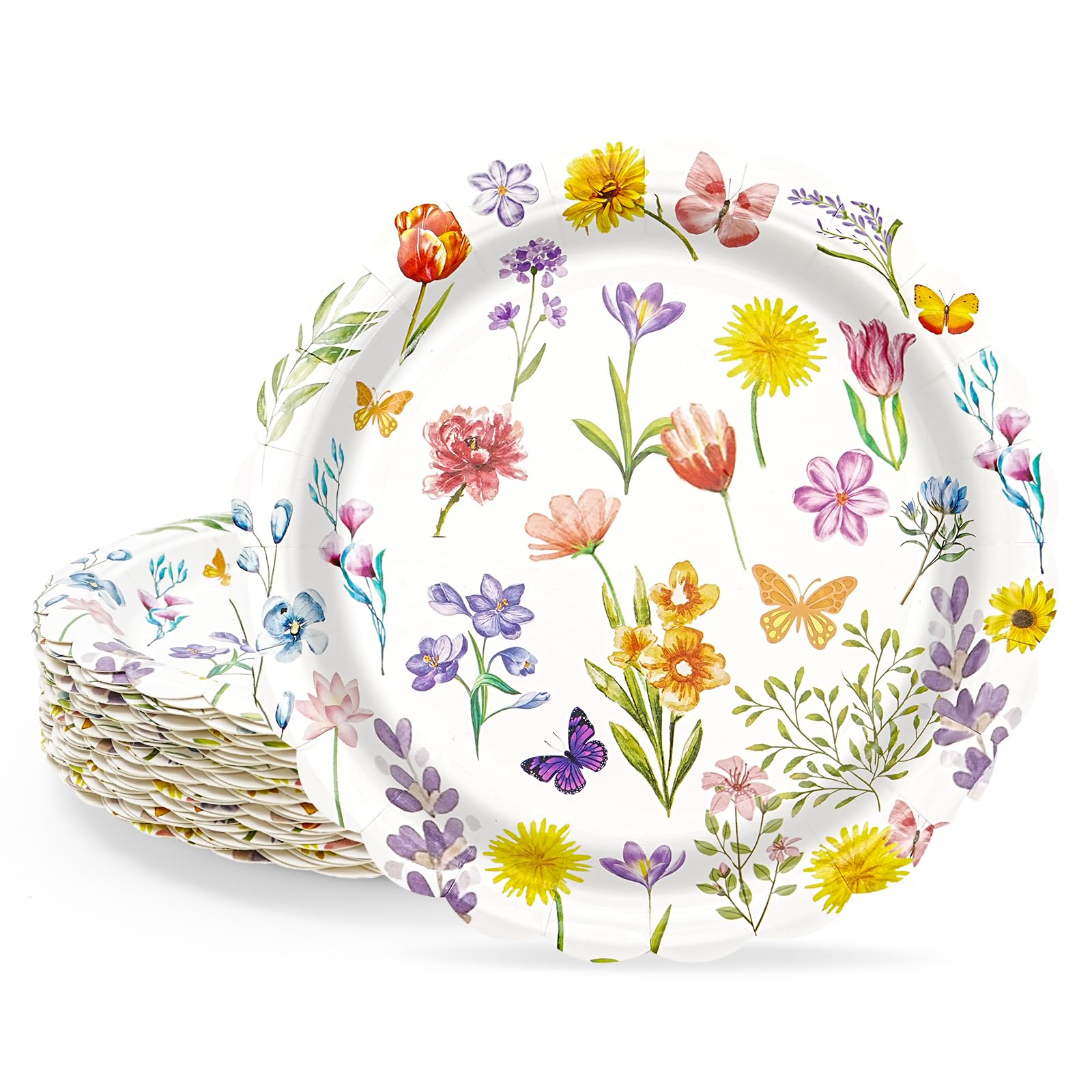 Amazon.com: Cangmyxis 40 Pcs Spring Floral Paper Plates | 7 Inch