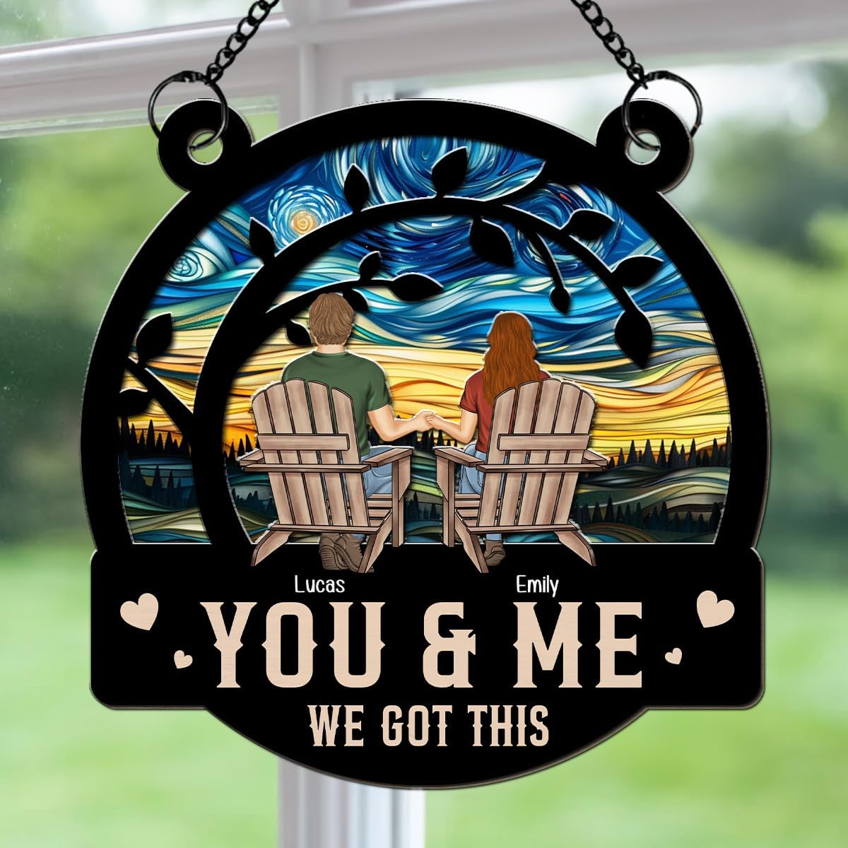 You & Me We Got This Personalized Suncatcher - Custom Acrylic Decor with Hanging Chain for Couple - Birthday Gift for Him Her Husband Wife - Wedding Window Hanging Decoration — image 1