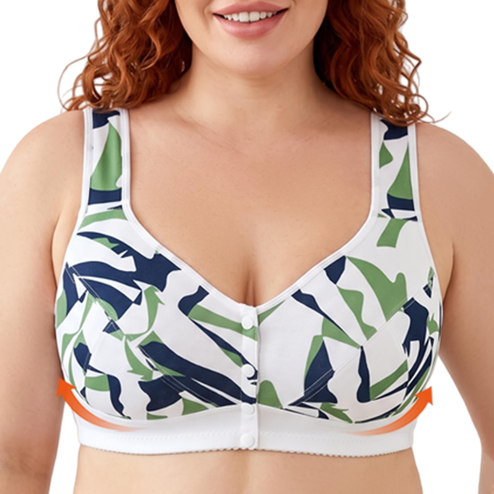 Reggiseno Donna Senza Ferretto Confezione da 4, Apertura Frontale, Comodo Reggiseno Push Up Contenitivo Posturale, Brassiere Top Intimo per Taglie Forti Curvy E Uso Quotidiano