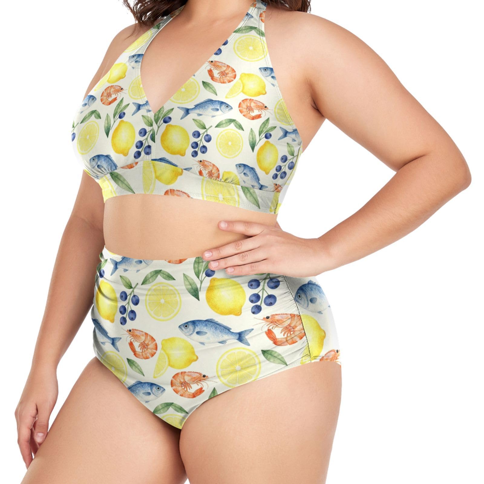 FRODOTGV Curvy - Costume da bagno a due pezzi da donna, taglia L-4XL