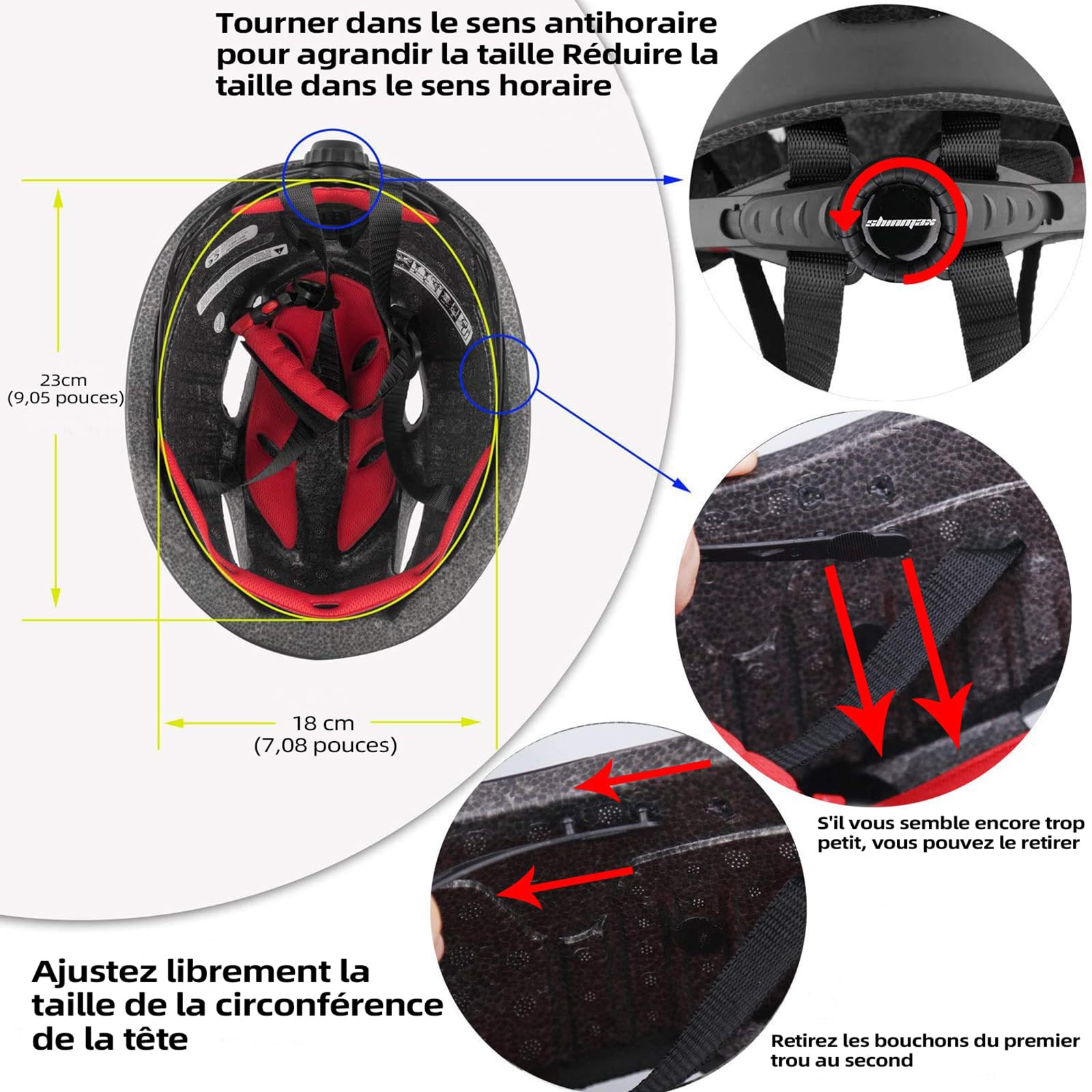 Shinmax Casque de vélo pour Homme et Femme, certifié CE, Casque de Cyclisme avec Lunettes magnétiques Amovibles, visière, Casque de VTT réglable pour Adulte, Casque de vélo réglable, Protection de
