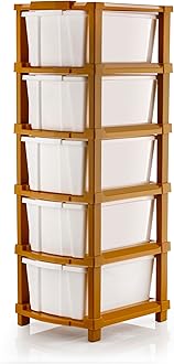 Plastic Drawer Organizer Self Standard Rectangular Multi Purpose Modular Drawer System Large Chest of Drawer Organizer for Home Office,Product Dimension When assembeled(5 Layer, White)