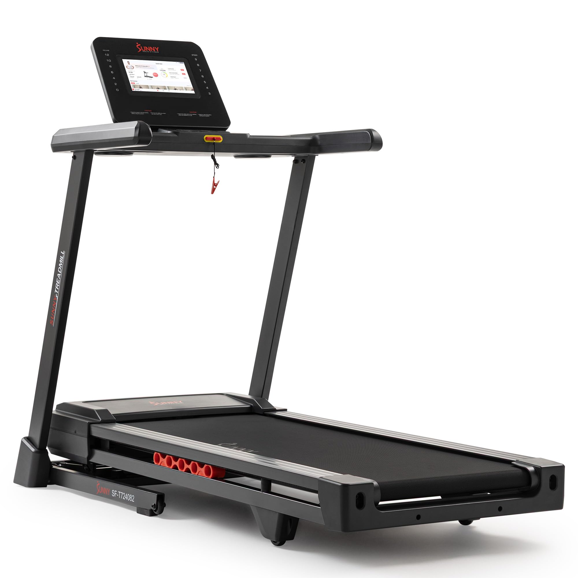 sunny health & fitness smart heavy-duty auto incline treadmill with 20" running deck and free sunnyfit app connection