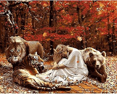 Amazon Lovethefamily 数字油絵 数字キット塗り絵 手塗り Diy絵 デジタル油絵 ライオンと虎と熊と美女 40x50cm ホーム オフィス装飾 ぬりえ おもちゃ Amazon Lovethefamily 数字油絵 数字キット塗り絵 手塗り Diy絵 デジタル油絵 ライオンと虎と熊と美女 40x50cm ホーム オフィス装飾 ぬりえ おもちゃ