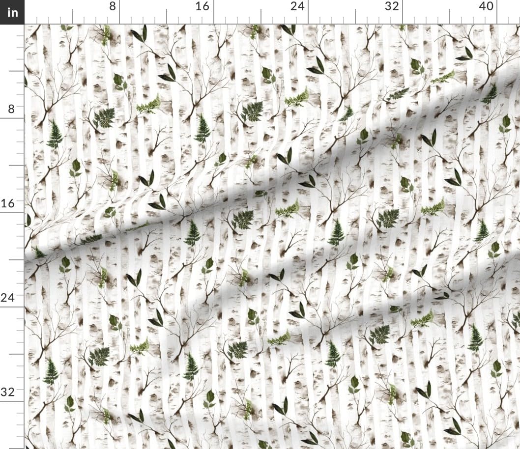 Spoonflower Fabric - Woodland Rustic Nature Forest Birch Woods Trees Botanical Printed on Petal Signature Cotton Fabric Fat Quarter - Sewing Quilting Apparel Crafts Decor