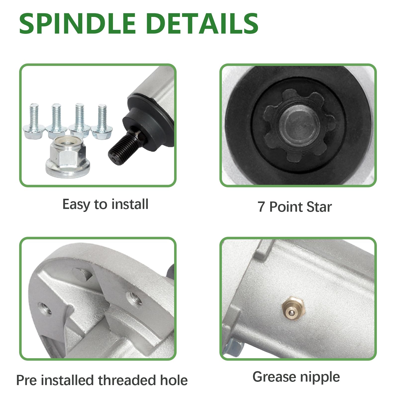 Paquete de 2 unidades de conjunto de husillo sustituye a GY20454 GY21098 GY20867 GY20962 GX21694 AUC15811 apto para LA100-LA165 D100-D160 X110 X120 X140 con 106.7 121 cm. Cubierta de 0.35