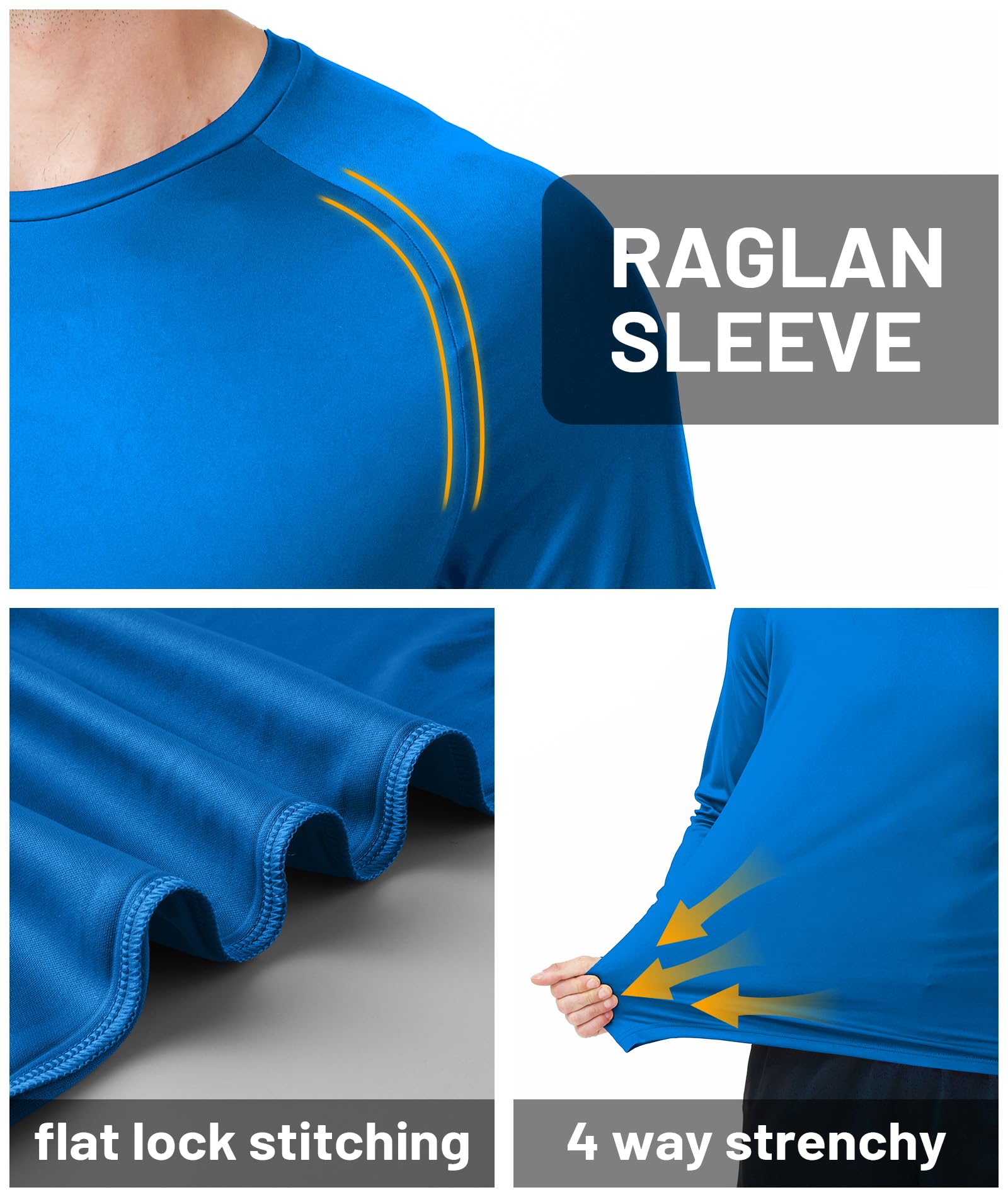 ZITY Camisetas de manga larga para hombre, paquete de 5 camisetas de protección solar UPF 50+, que absorben la humedad, para deportes, gimnasio, entrenamiento, correr