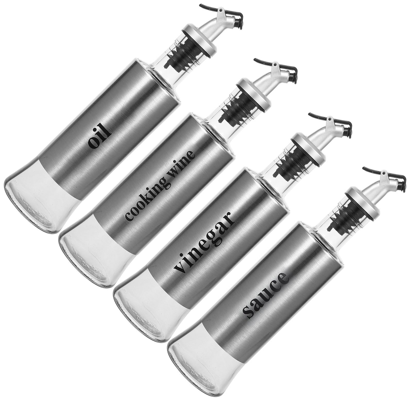 Dispenser e Aceto in Inossidabile in Vetro Set 4 Beccuccio Antigoccia da 300ml per Ristoranti e Domestico