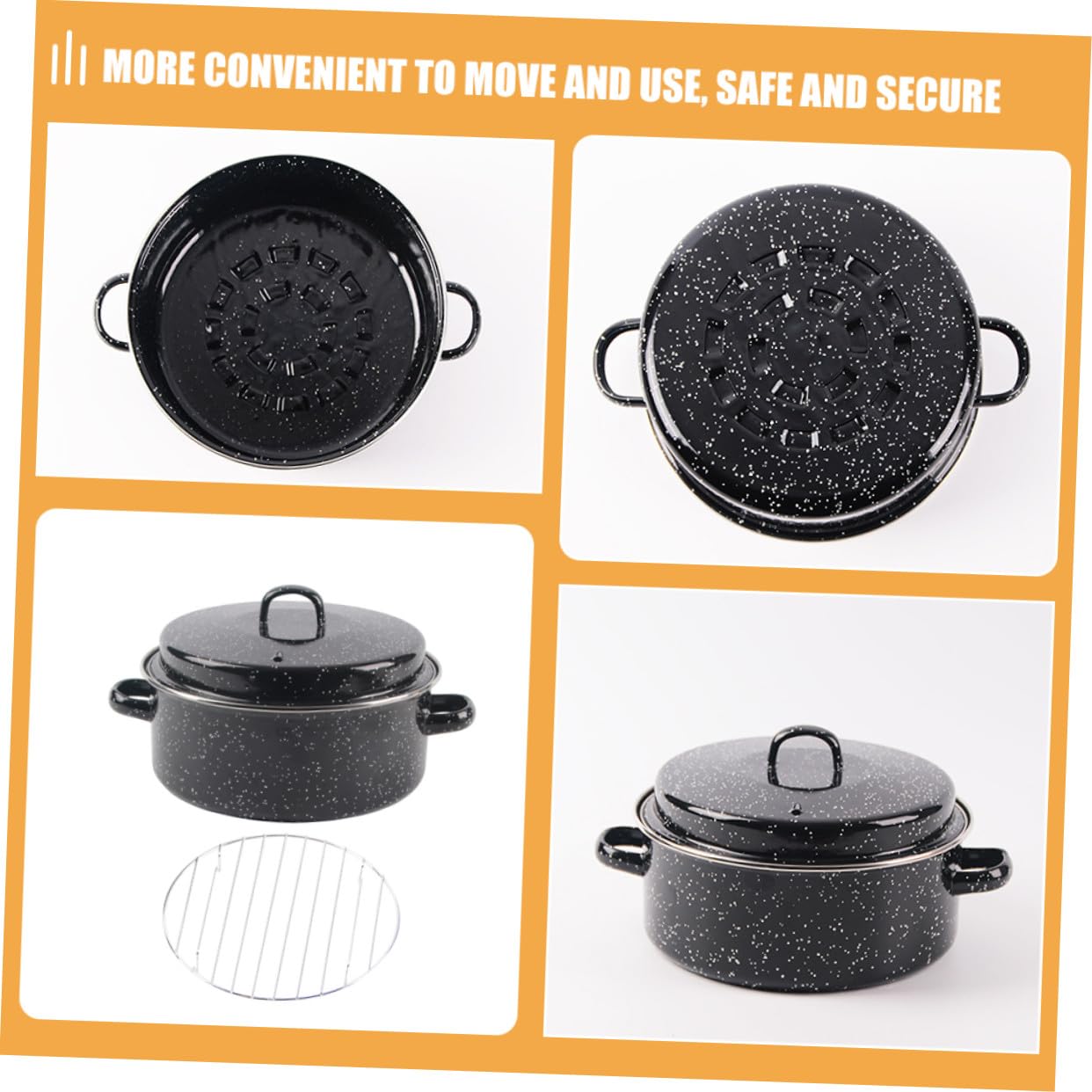 TOPBATHY Olla de Cocina Sarten Asar Castañas Rostizador para Patatas y Carne de Acero Inoxidable para Uso Doméstico