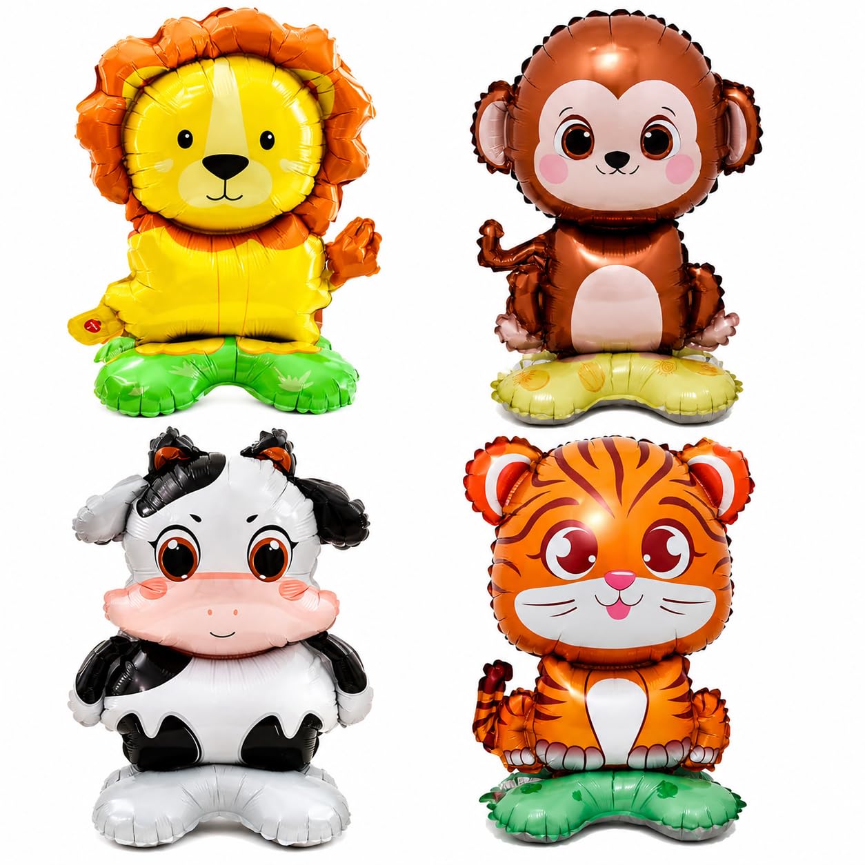 AMFIN (Pack of 4) 3D Self Standing Animal Foil Balloon, Jungle Birthday Decoration - Multi-image-13