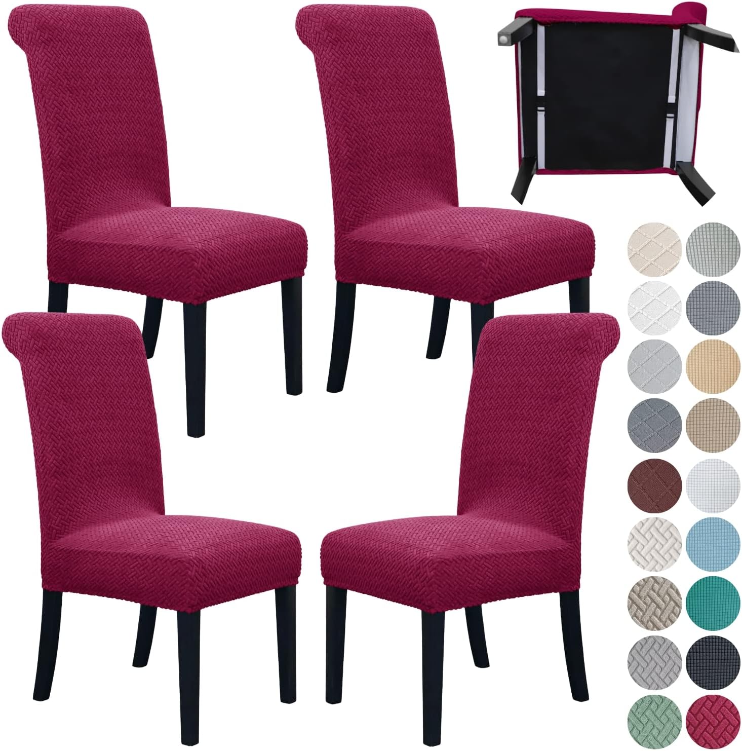 Amazon.com: SPRINGRICO 4 Pack Dining Room Chair Covers with seat Belt, Stretch Parsons Chair ...