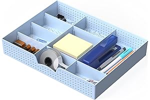 Simple Houseware Adjustable Drawer Organizer Tray for Efficient Desk Organization, Blue