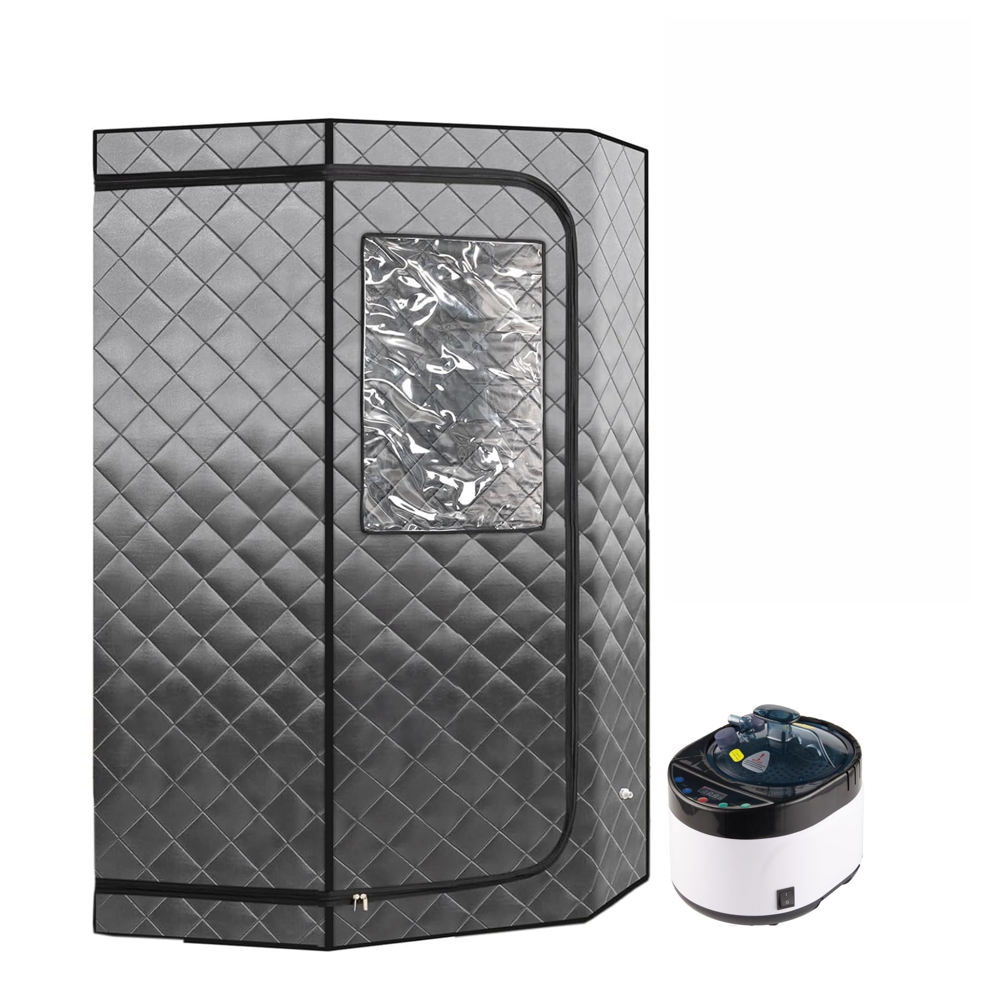 Full Size Portable Steam Sauna Kit, Personal Body Home Spa For Detox, Relaxation, 4 Liters 1500 Watt Steamer Remote Control(Gray A)