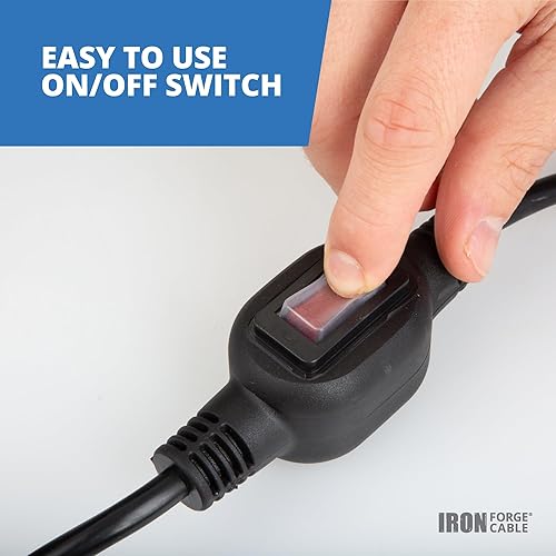Miniatura 3 de Iron Forge Cable Cable de alimentación de repuesto de 16 AWG de 10 pies con interruptor de encendido y apagado en línea impermeable IP65  Cable de