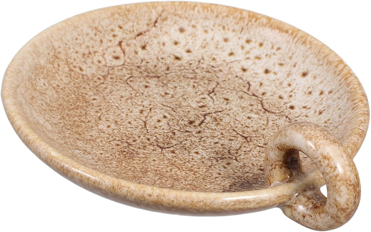 FOMIYES Ceramic Candle Plate Holder, Light Brown Decorative Candle Stand, Round Aroma Tray for Home Decor, Pillar s, Handcrafted Display Plate