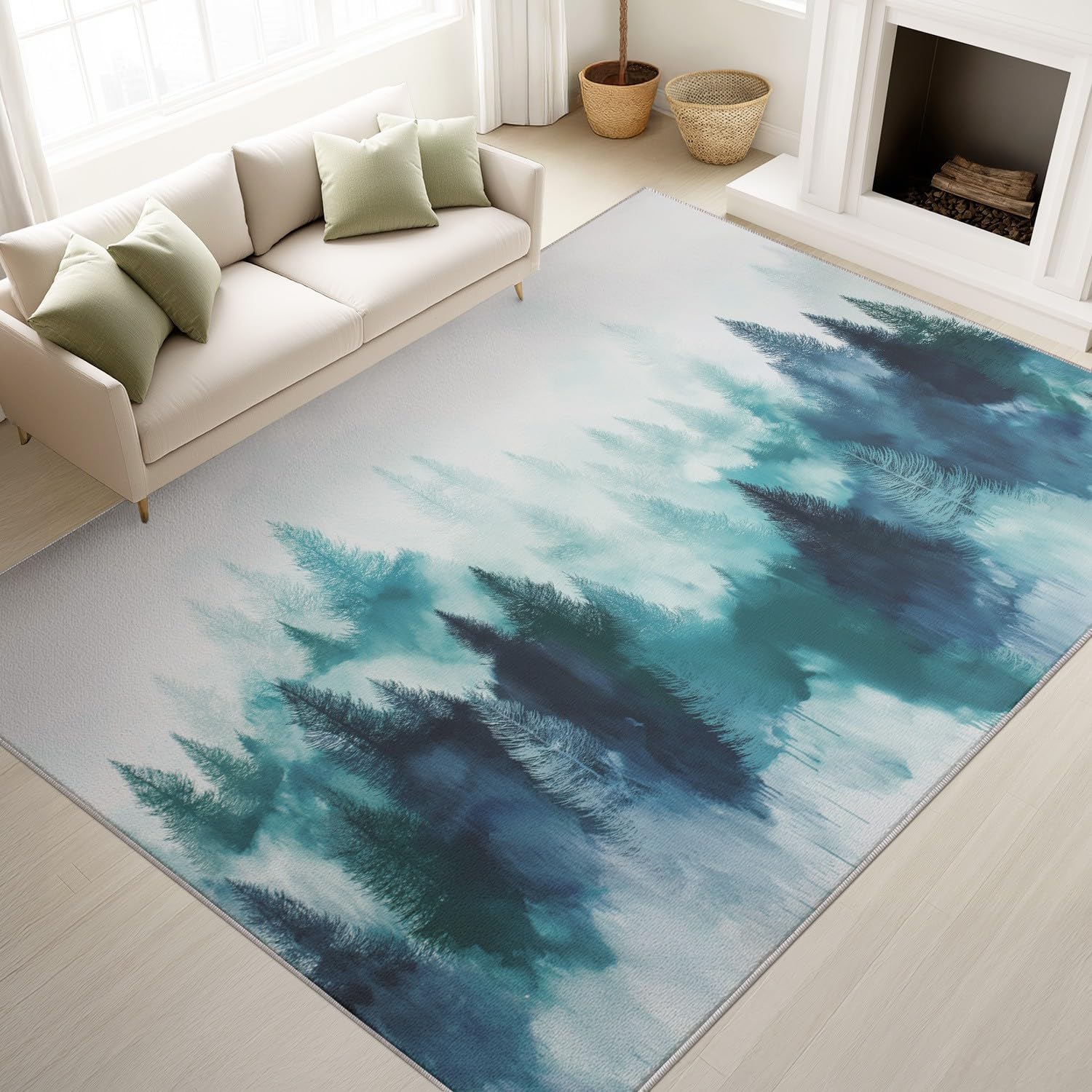 Tapis tranquille forêt de pins pour créer un coin détente cosy
