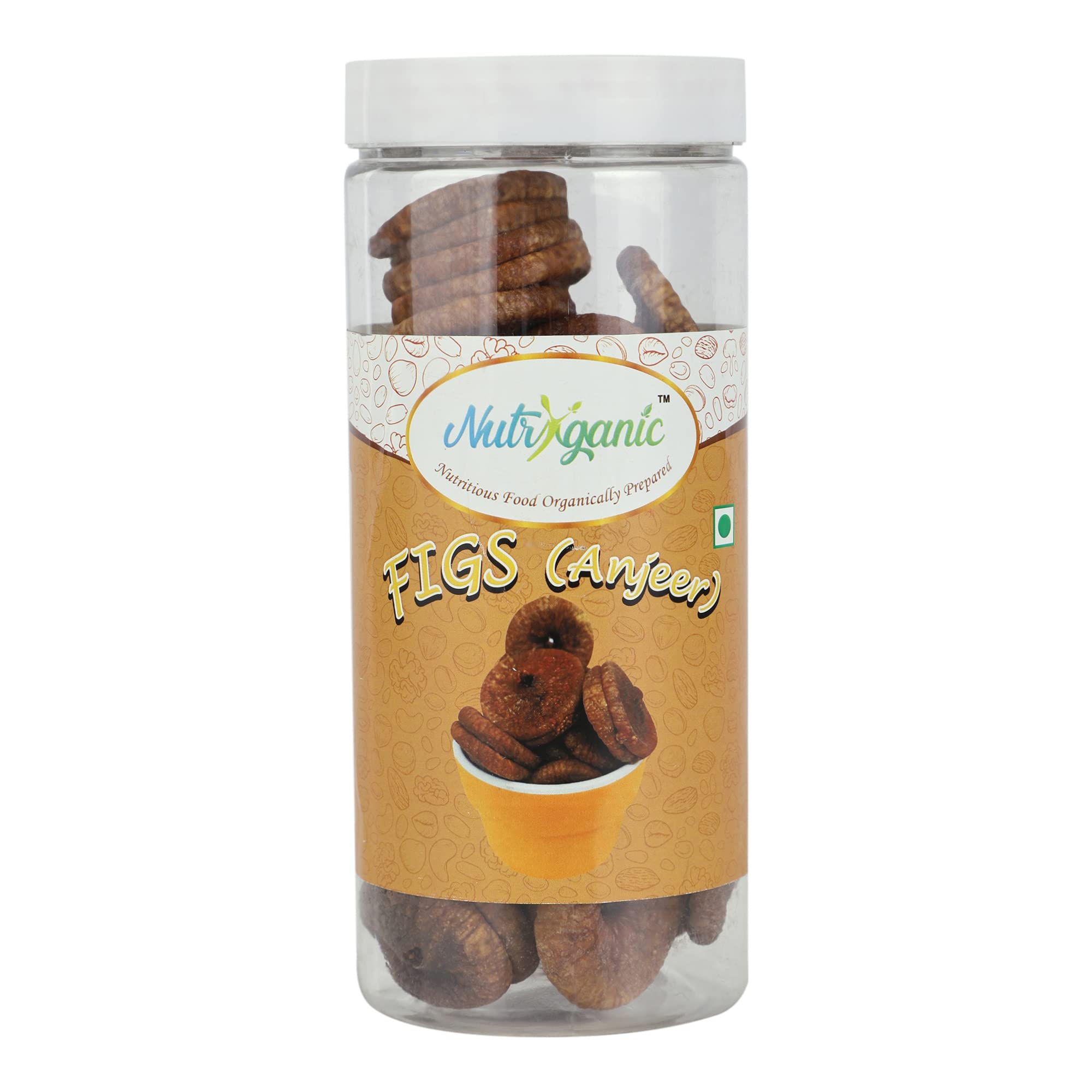 Nutryganic Dried Figs 500g Premium Anjeer Jar Packing (With Reusable Jar)
