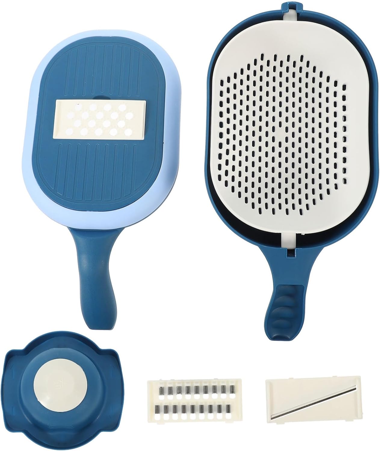 Vegetable Chopper with Drain Basket Multi-functional Adjustable Cutter for Fruits and Vegetables Manual Slicer with Blades to Use for Family Meals